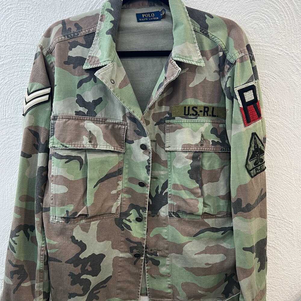 Polo Ralph Lauren Japan Tiger Artwork Military Army Camo Chevron Shirt Jacket